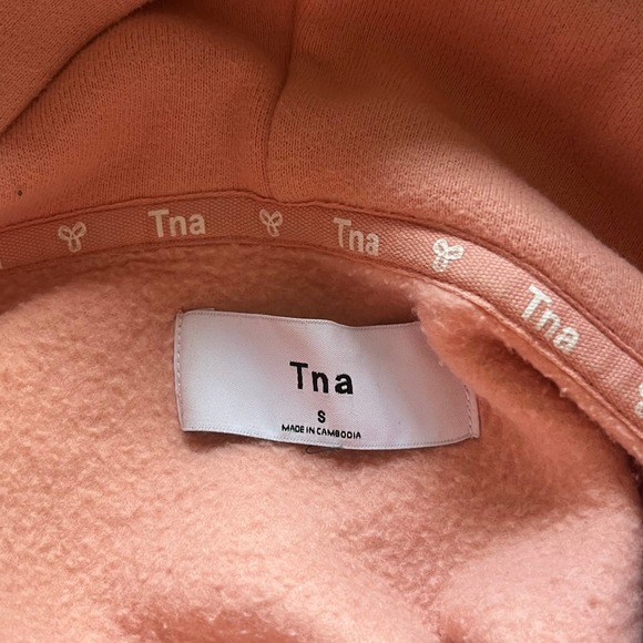 Tna Pink Cropped Hoodie Raw Hem Sweatshirt Size Small - Picture 3 of 7
